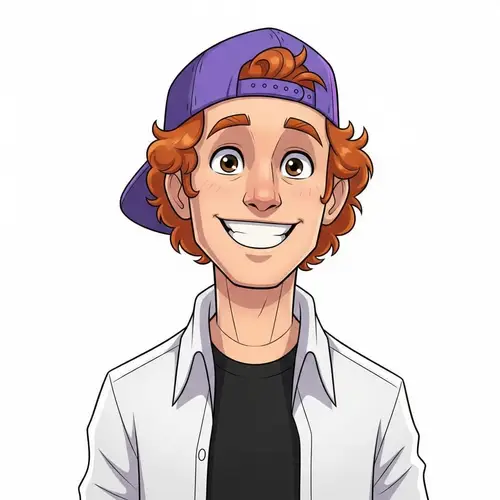 Amiable Ginger-Haired AI Character | Cartoon Illustration