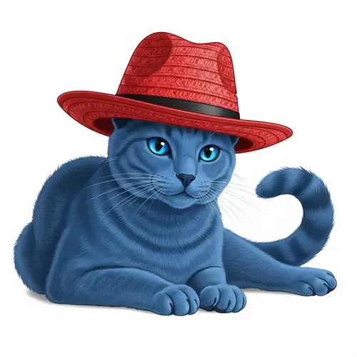 Blue Cat in a Red Hat: Whimsical Charm