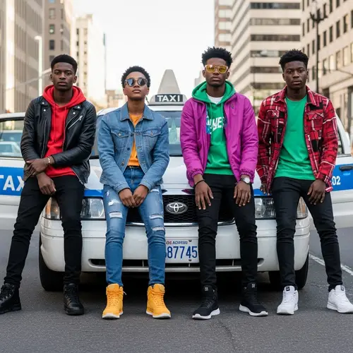 Stylish Black Teenagers in Urban Fashion | Cityscape Photoshoot