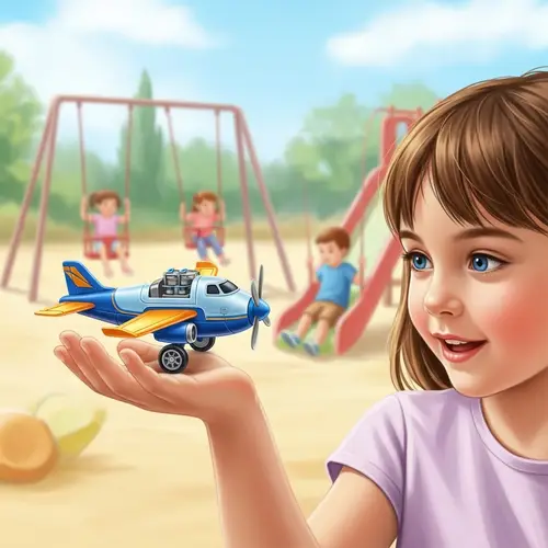 Colorful Toy Airplane on Child's Palm - Captivating Scene