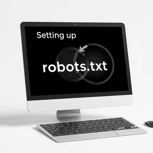 Vintage Black and White Digital Painting of Setting up Robots.txt