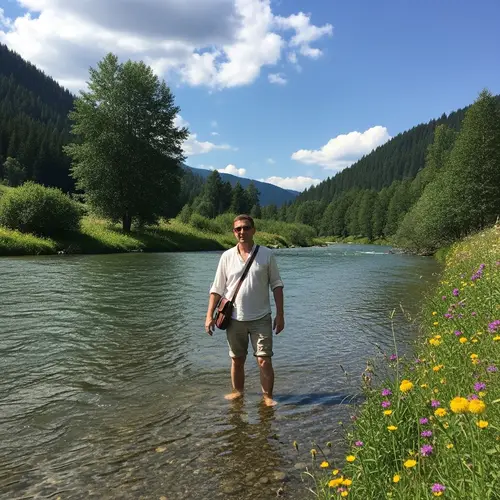 Tranquil Journey: Crossing the River with Confidence