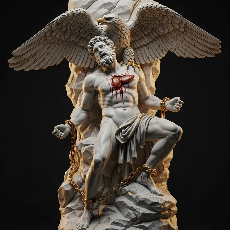 Prometheus Bound Sculpture: Golden Tones, Painful Detail Prometheus Bound Sculpture: Golden Tones, Painful Detail