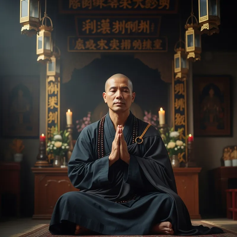 Chinese Monk | Peaceful Meditative Pose in Traditional Attire