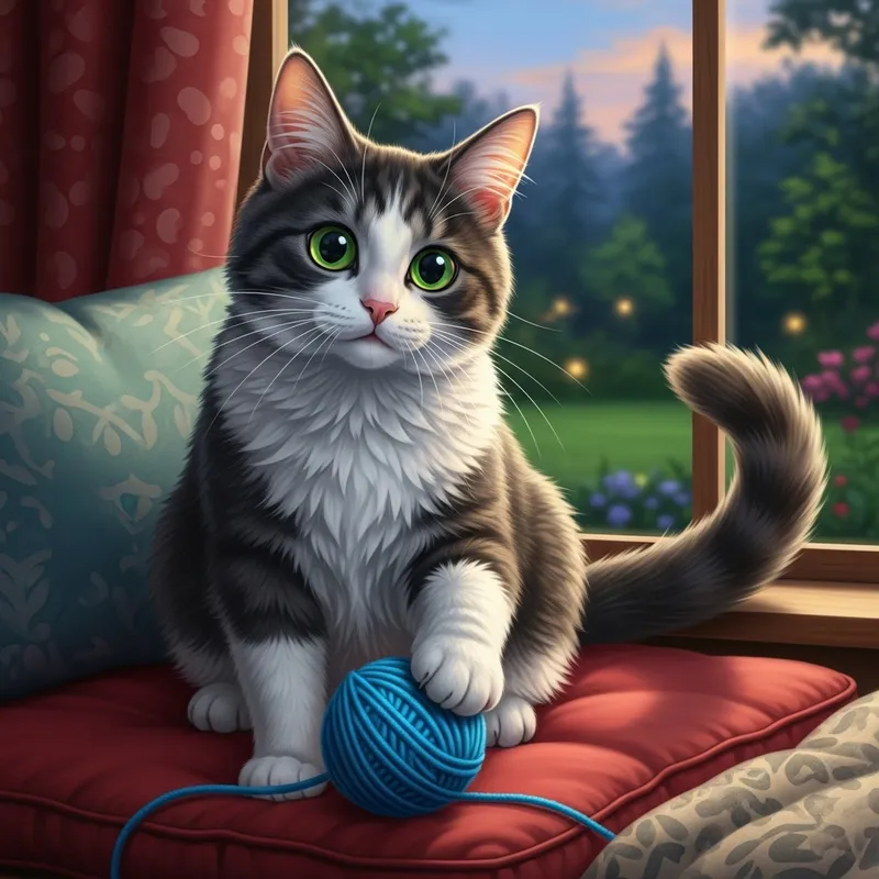 Adorable Cat with Green Eyes and Unique Fur Pattern Adorable Cat with Green Eyes and Unique Fur Pattern