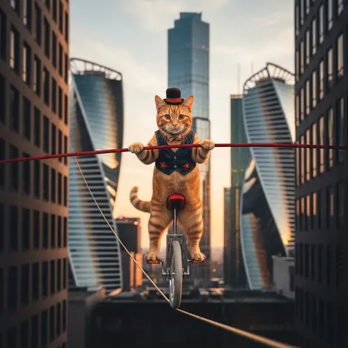 Cat on a Unicycle: Amazing Feline Balancing Act