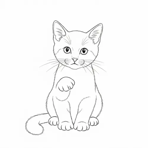 Minimalist Line Drawing of a Kitten