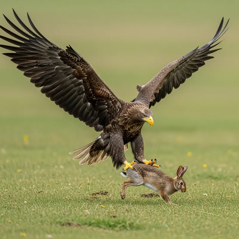Majestic Eagle Hunting Rabbit - Realistic Wildlife Photography Majestic Eagle Hunting Rabbit - Realistic Wildlife Photography