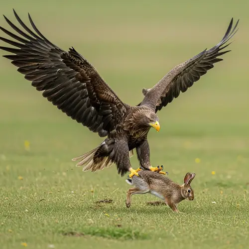 Majestic Eagle Catching Rabbit in Realistic Wildlife Scene