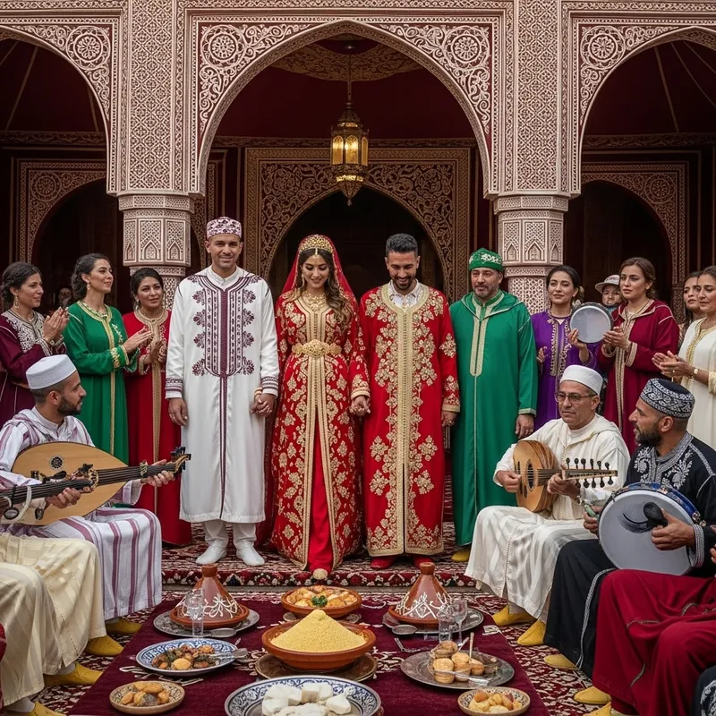 Magical Moroccan Wedding Scene | Vibrant Attire & Music
