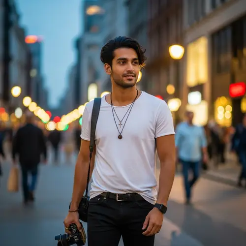 Stylish South Asian Man in Urban Setting | Local Photography Enthusiast