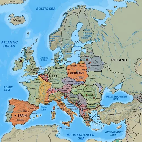 Detailed Map of Europe with Borders and Capitals