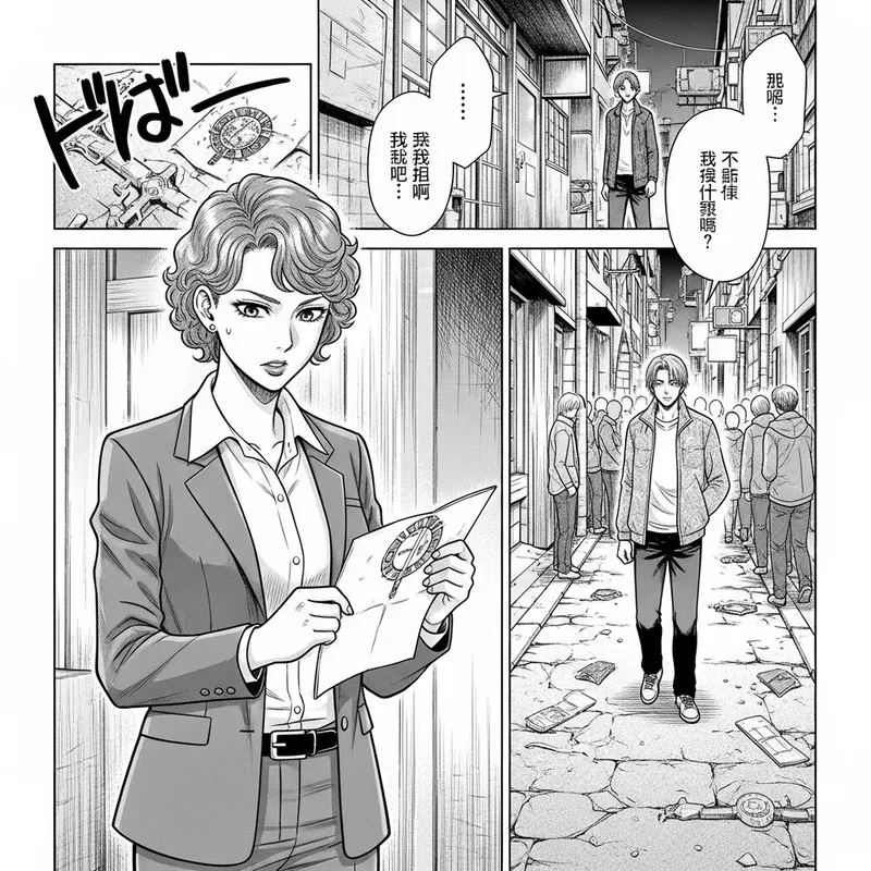 Intriguing Manga Panel: Israeli Female Detective and Asian Male in Tense Scene Intriguing Manga Panel: Israeli Female Detective and Asian Male in Tense Scene