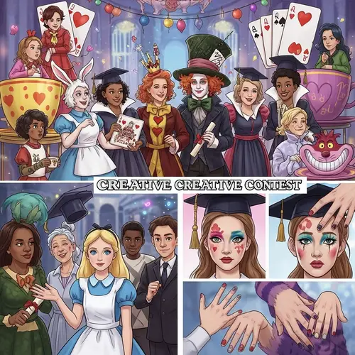 Whimsical Alice in Wonderland Graduation Ceremony with Creative Costumes