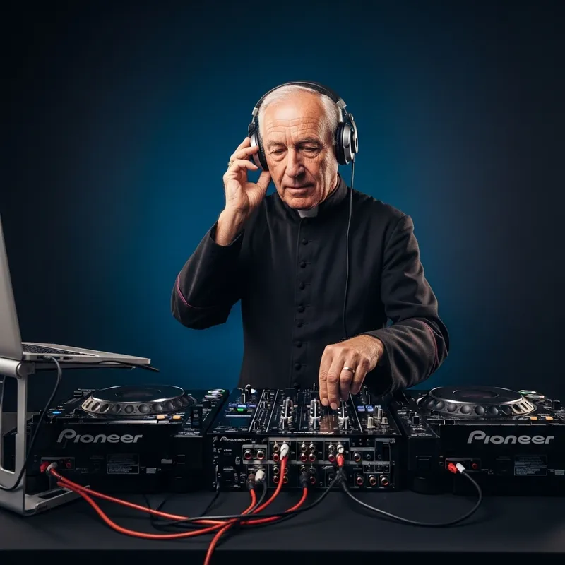 Elderly Priest DJing: A Surprising Fusion of Music