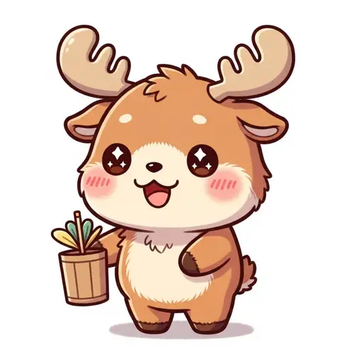 Cute Kawaii Moose with Large Innocent Eyes