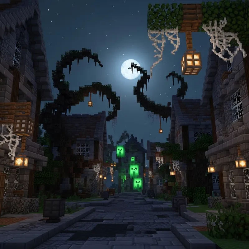 Haunted Town Minecraft Build - Spooky Crafting Ideas