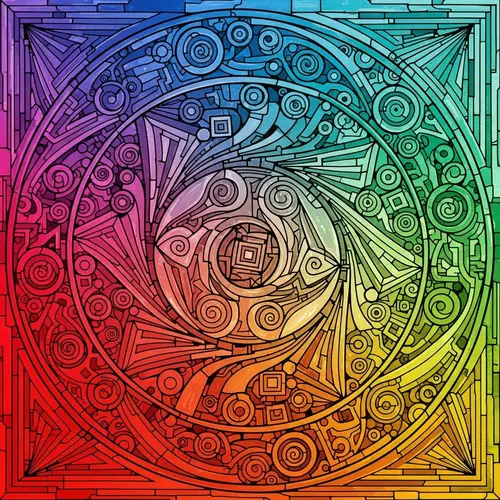 Abstract Design | Colorful Geometric Shapes & Swirling Lines