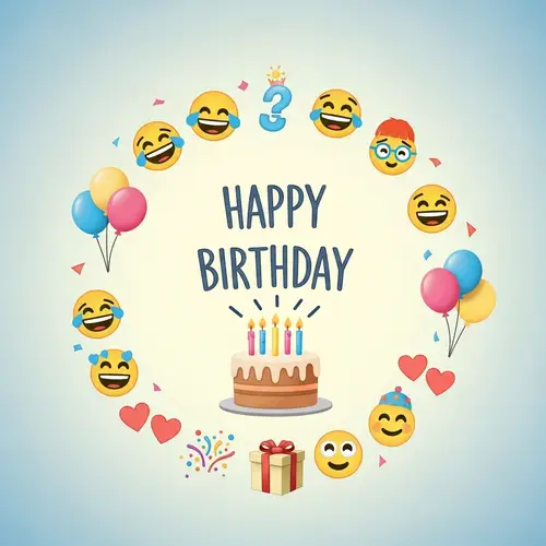 Heartfelt Birthday Greeting with Pastel Colors and Playful Emojis