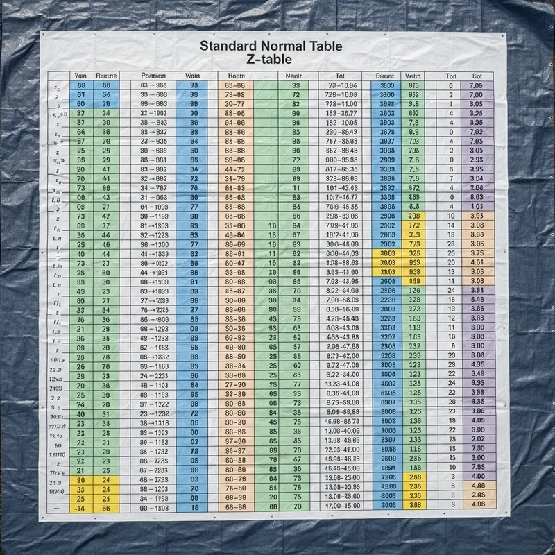 Positive and Negative Standard Normal Table on Tarpaulin Positive and Negative Standard Normal Table on Tarpaulin