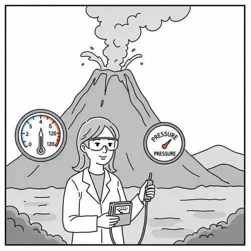 Young Scientist Conducting Experiments near Volcano - Fun Activity