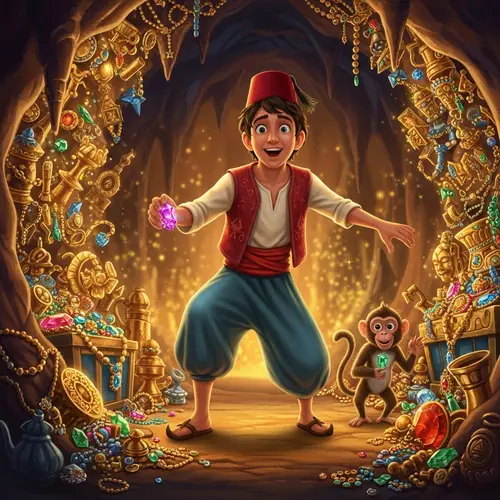 Middle-Eastern Man and Primate Discover Treasures in Magical Cave