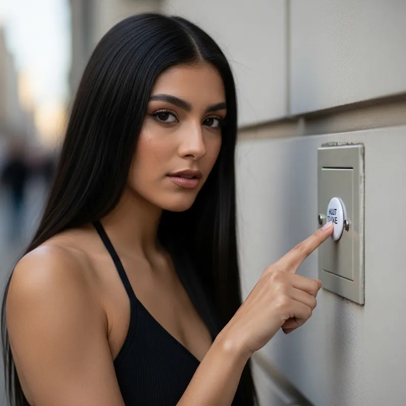 Stunning Model Pushes Button in Urban Environment