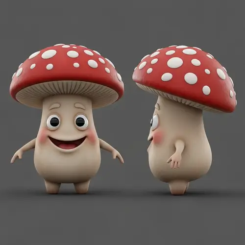 Delightful Mushroom Character 3D Model