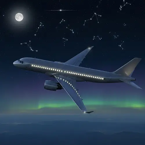 Sleek and Modern Airplane Soaring in Night Sky