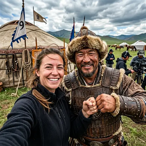 Candid Selfie with Genghis Khan in Mongol Camp