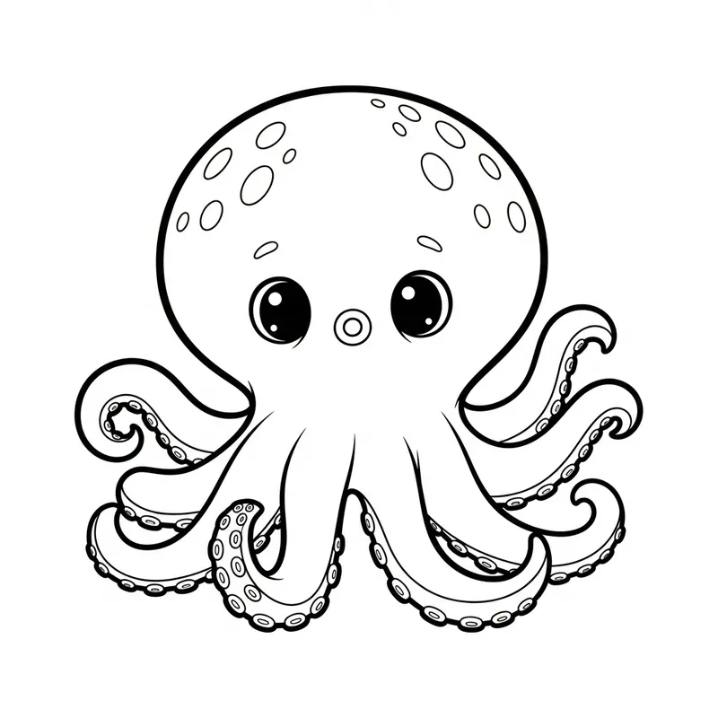 Cute Octopus Coloring Page for Kids