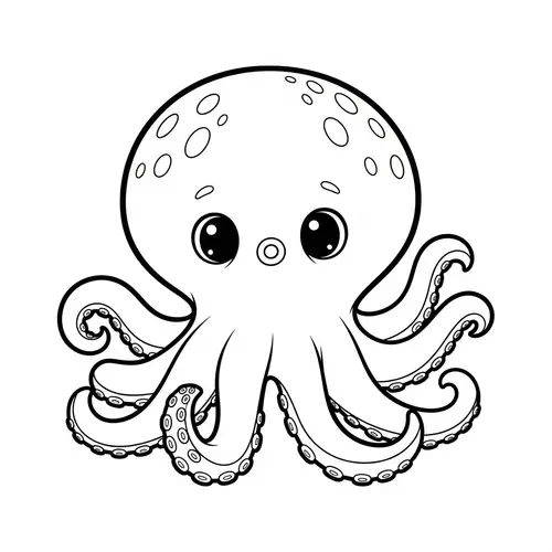 Cute Octopus Coloring Page for Kids