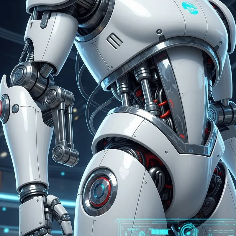 Futuristic Porcelain Robot with Intricate Metallic Surfaces