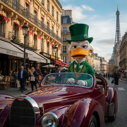 Wealthy Duck Driving High-End Sportscar in Paris | Fashionable & Luxurious