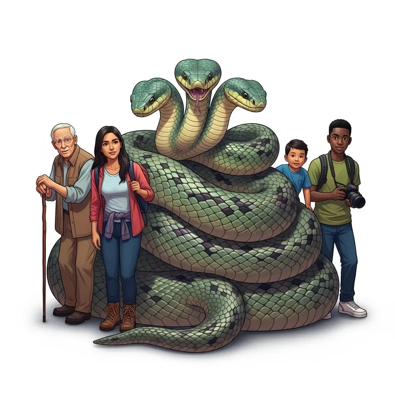 Powerful Guardian Snake Watching Over Group