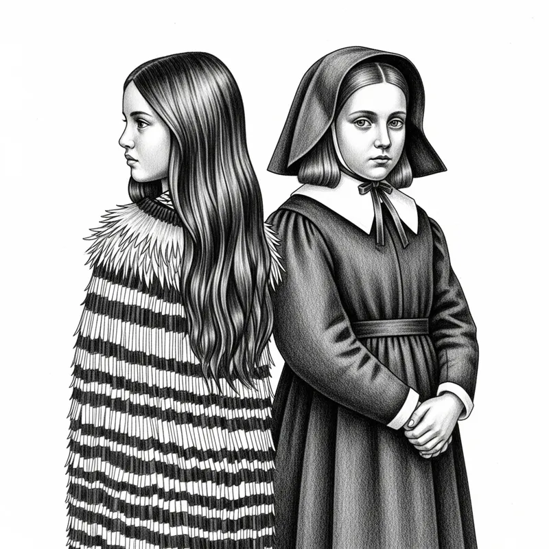 Unity in Diversity: Maori & British Girls 1800's Sketch Unity in Diversity: Maori & British Girls 1800's Sketch