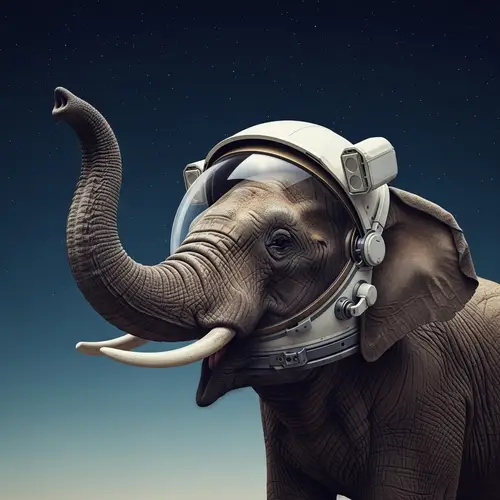 Space Helmet-Wearing Elephant: A Majestic and Humorous Sight