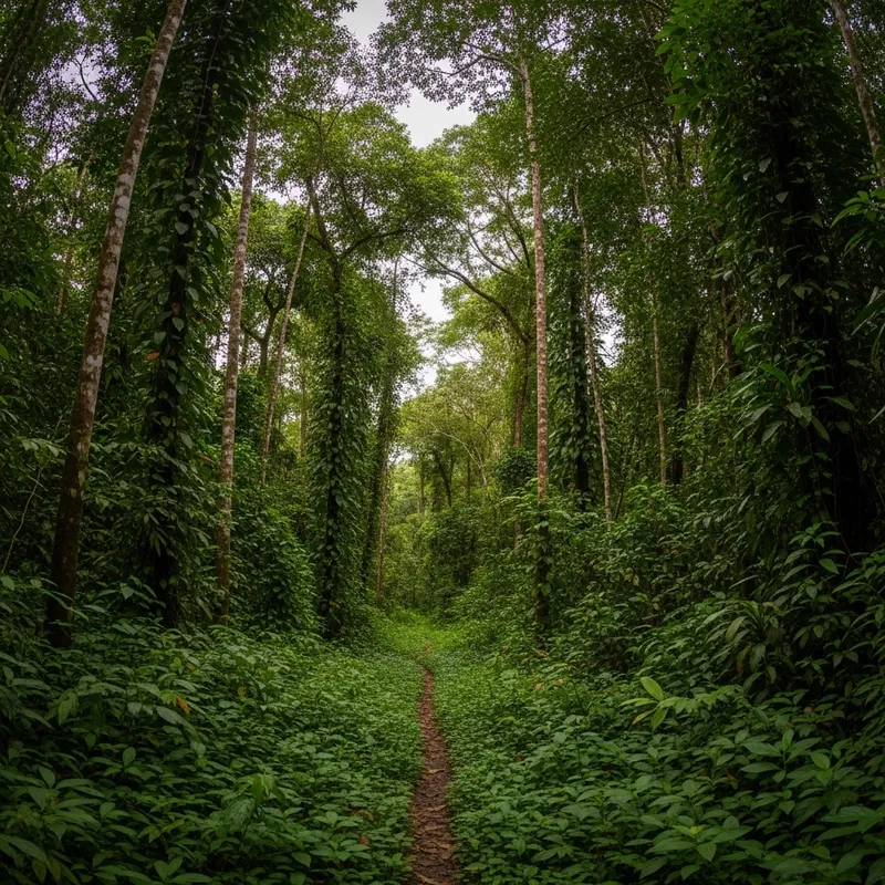 Verdant Corridor through Ecuadorian Amazon Rainforest