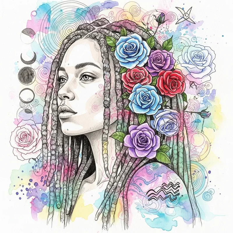 Ethereal Aquarius Woman Mixed Media Art