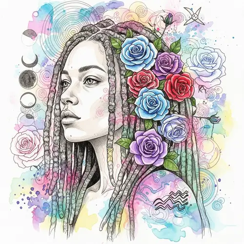 Ethereal Aquarius Woman Mixed Media Art