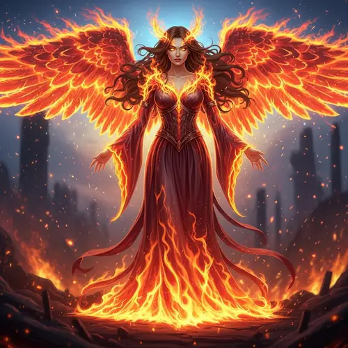 Majestic Fire Angel: Dominance & Grace