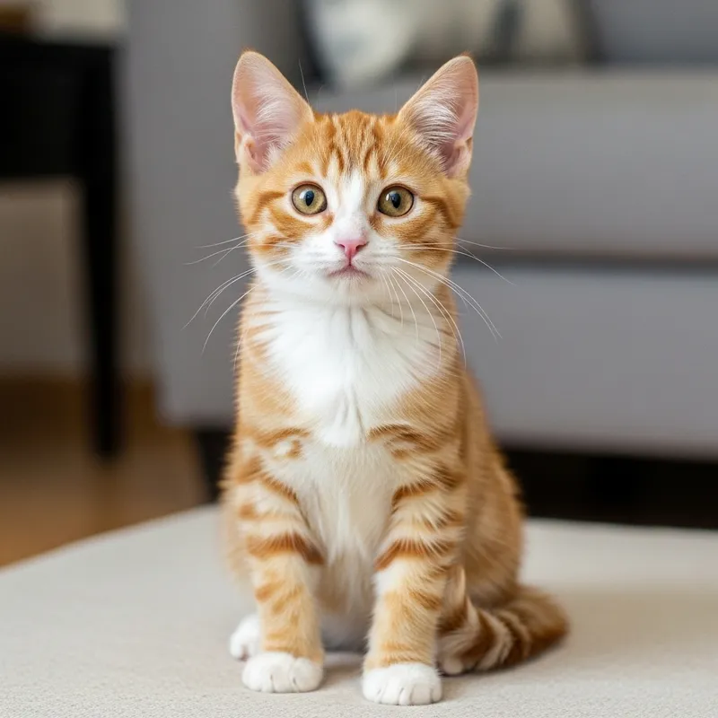 Adorable Cat with Silky Orange and White Fur