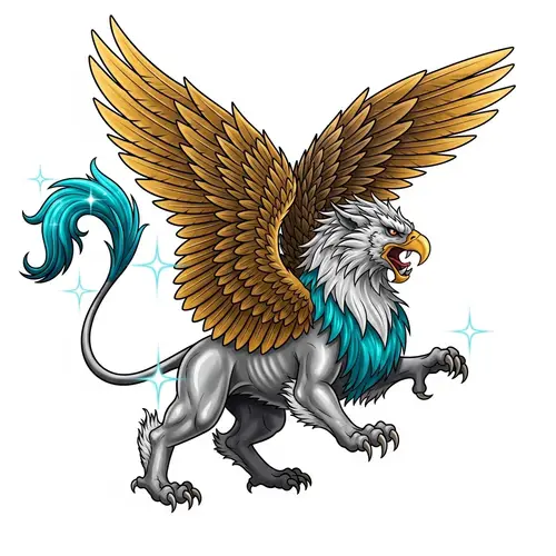 Majestic Griffin Tattoo Design | Black & White Style