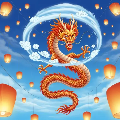 Majestic Chinese Dragon in Flight