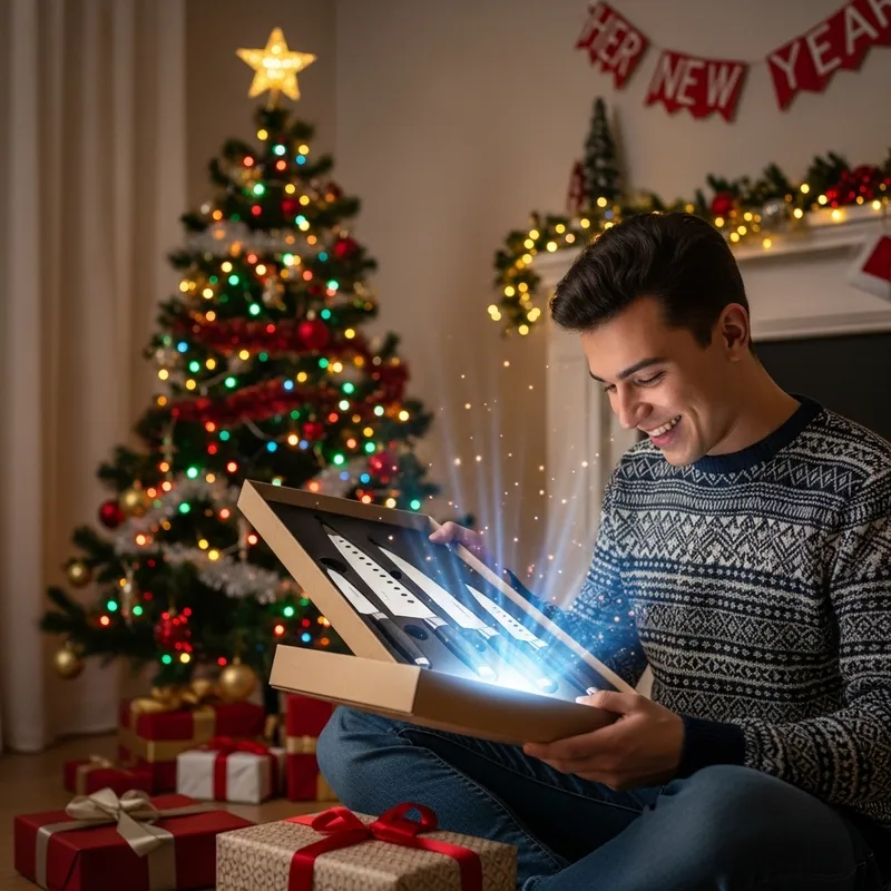 Cheerful Customer Reveals Cold Steel Knives | Festive Holiday Room Cheerful Customer Reveals Cold Steel Knives | Festive Holiday Room
