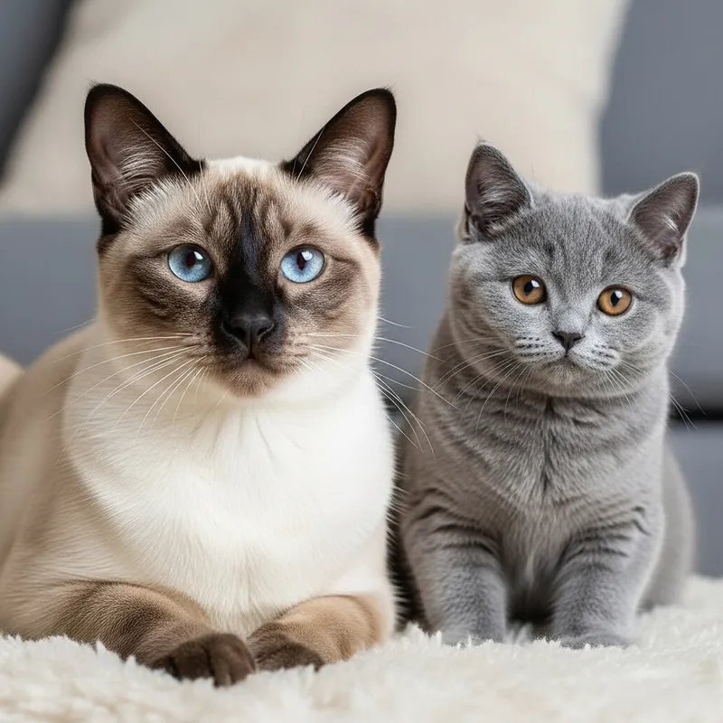 Siamese Cat & British Shorthair: Indoor Cat Duo