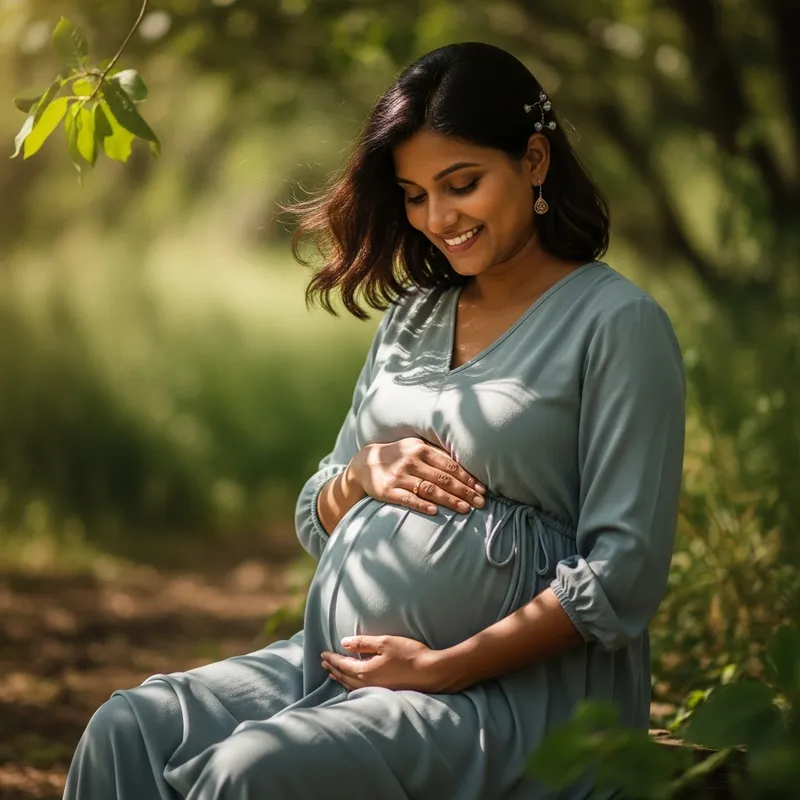 Elegant Expectant Mother Embracing Nature