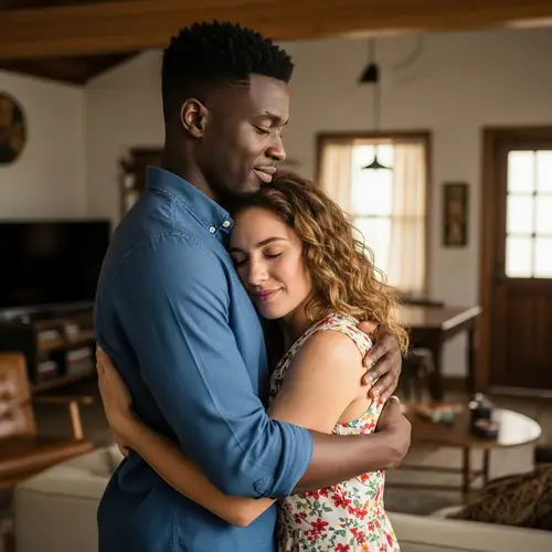Black Man & Caucasian Wife Hugging | Heartwarming Embrace