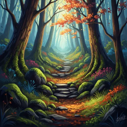 Enchanting Mystical Forest | Vibrant Colors & Hidden Path