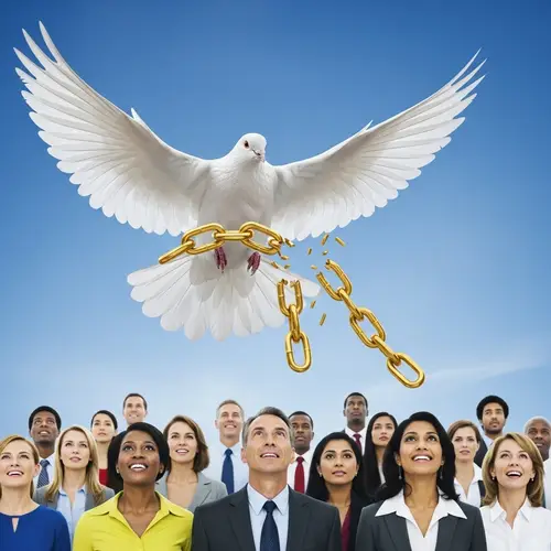 Anti-Corruption Symbolism with White Dove and Broken Golden Chain